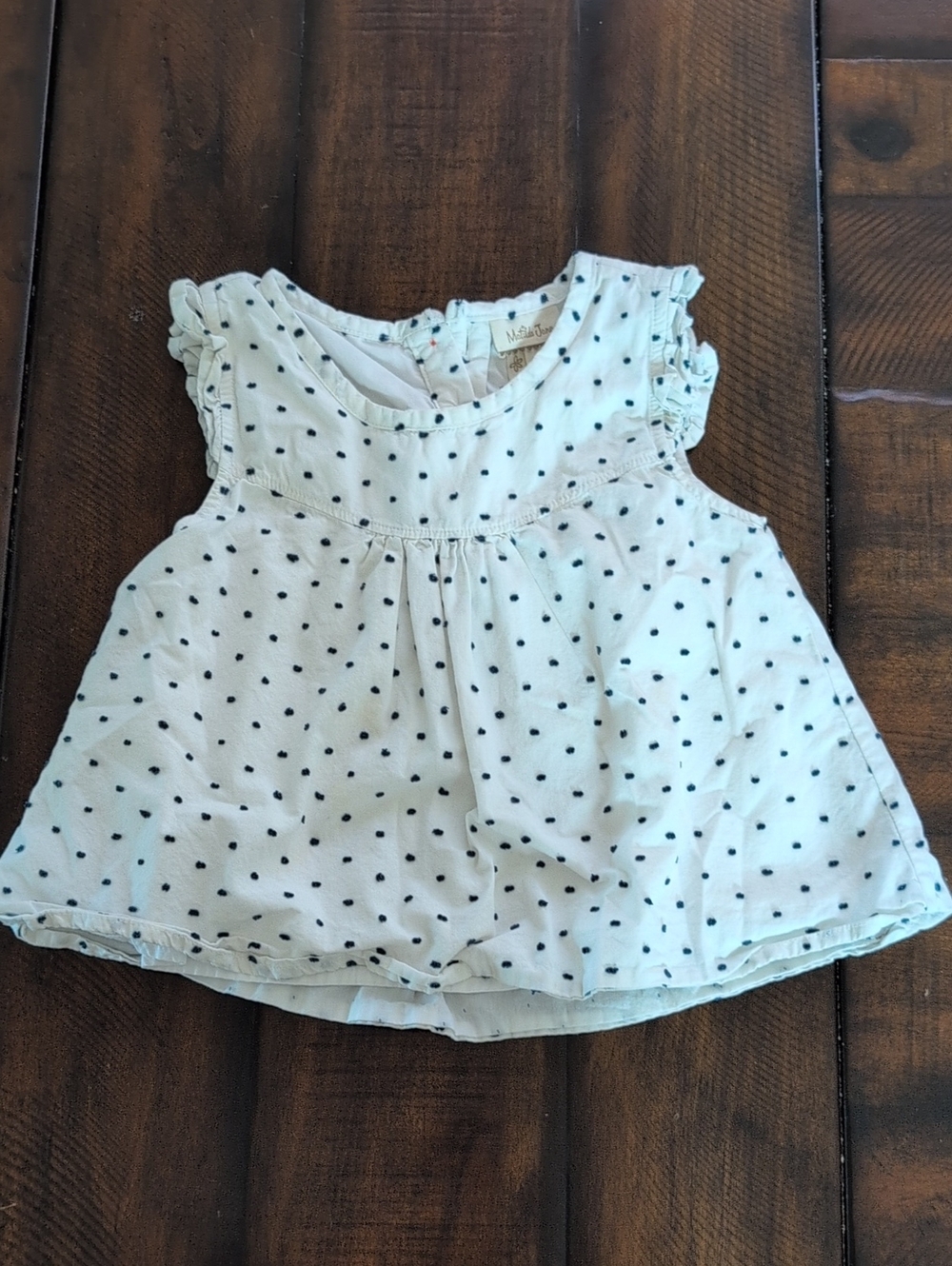Matilda Jane White Tank Top with Navy Polka Dots